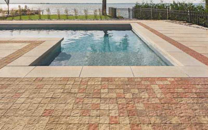 Techo-Bloc Squadra pavers used as pool coping accent