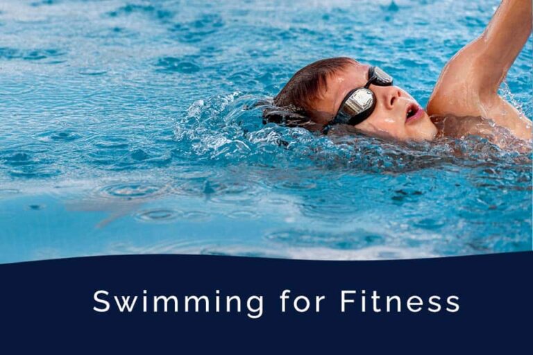 Person swimming laps in a backyard pool for health and fitness.