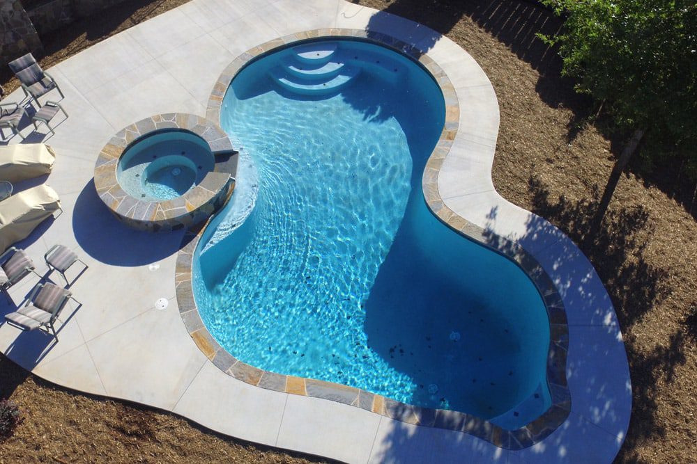 Aerial view of completed custom pool
